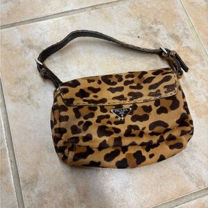 Prada Animal Print Shoulder Bag in Brown and Black authentic